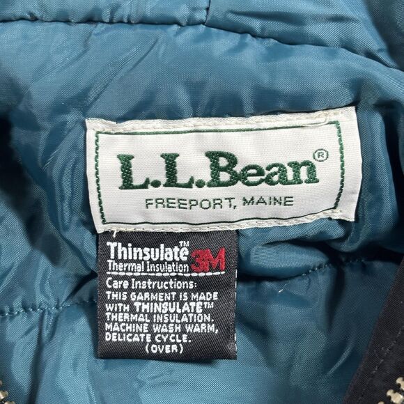 Vintage LL Bean Jacket Men's Large Black Colorblock Hooded Anorak Thinsulate 90s - Picture 7 of 8